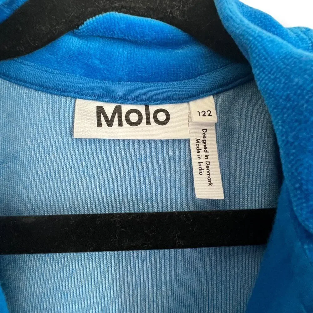 Molo Malika Velour Zip Up Cardigan Jacket - Lapis Blue Size 7Y